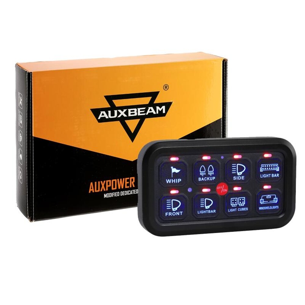Auxbeam 8 Gang Switch Panel Universal Circuit Control Relay System Box Blue