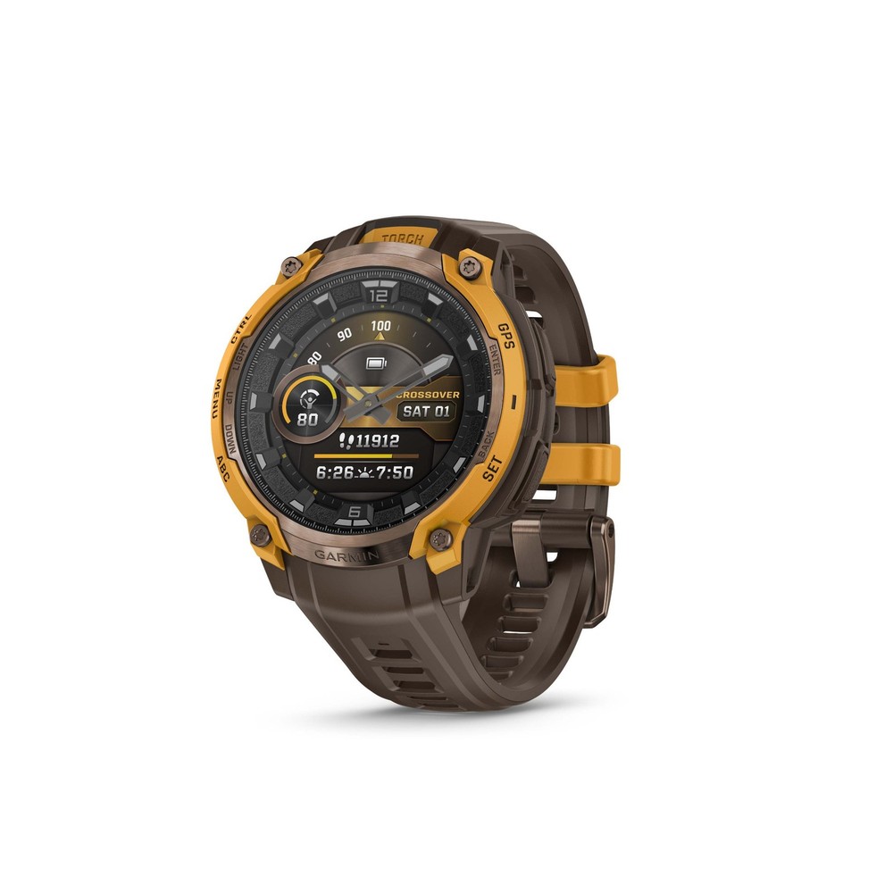 Garmin Instinct Crossover AMOLED GPS Smartwatch Bundle (Bronze Sunburst/Cocoa)