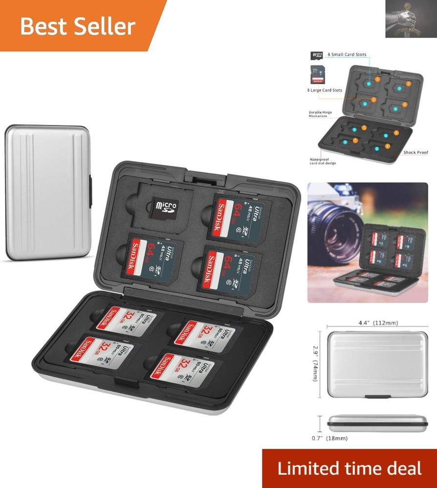 Compact Aluminum Memory Card Storage Case - Shock Resistant & Lightweight