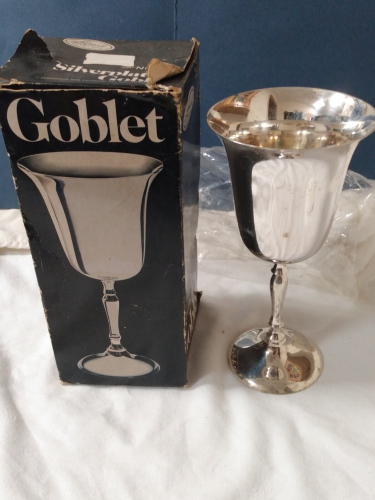 Leonard Water Wine Goblet Silver Plated 8" Tall With Box