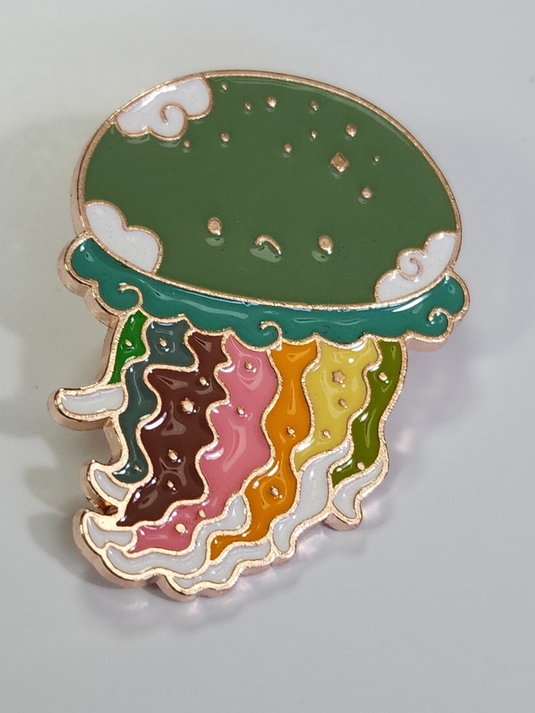 Jellyfish Lapel Pin Multi-color Rainbow