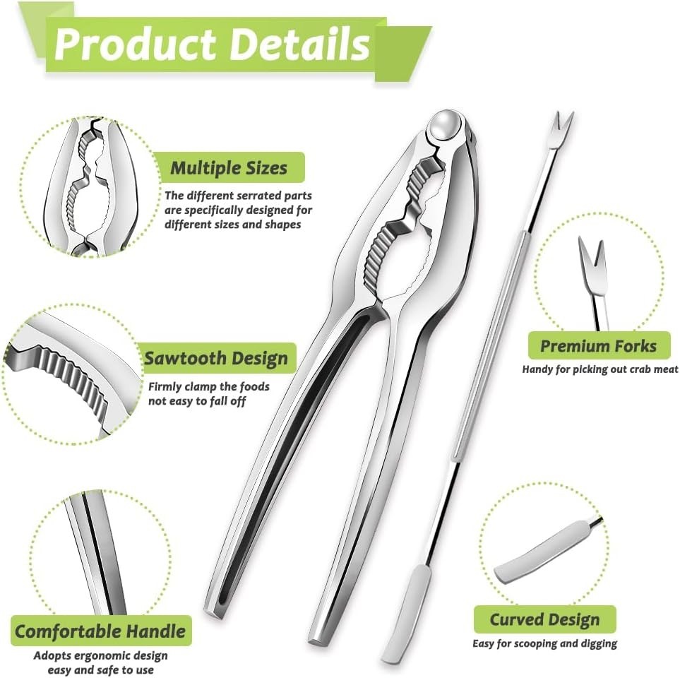 Professional Heavy Duty Lobster Cracker Set - 3 Piece Shellfish Tool Collection