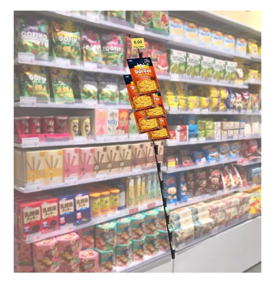 Hanging Merchandise Strips with Hooks - 32 inches Chip Display Rack Stands