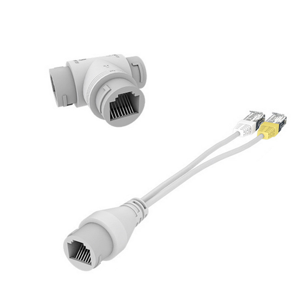1Set POE Splitter 2-in-1 Network Cabling Connector Three-way RJ45 Connector Part