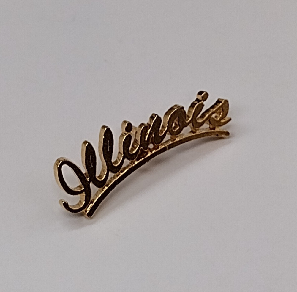 ILLINOIS Cursive Gold Tone Letters Lapel Pin