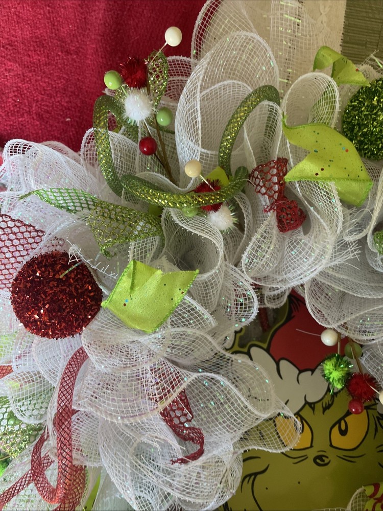 Handmade 22” Grinch Christmas Wreath