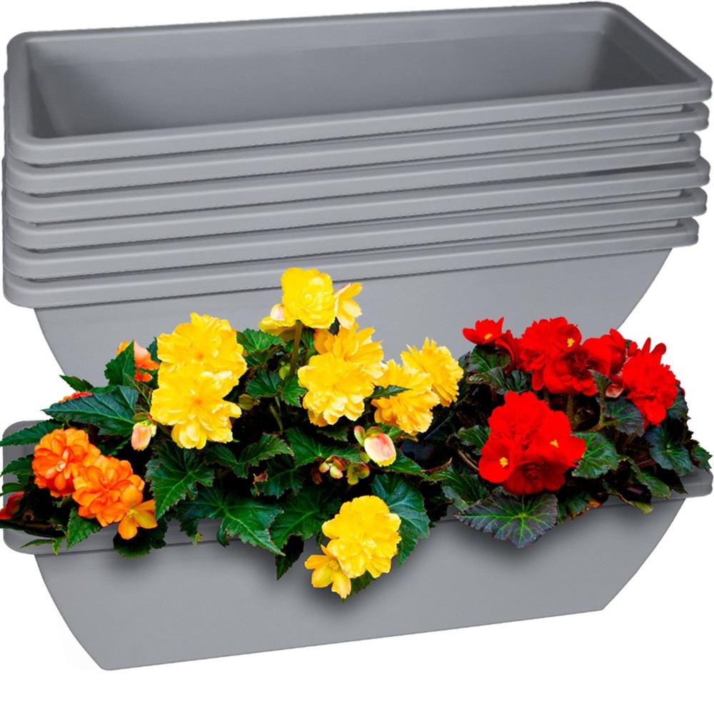 6 Pcs 24 inch Window Box Planter, Large Rectangular Flower Planter Boxes with...