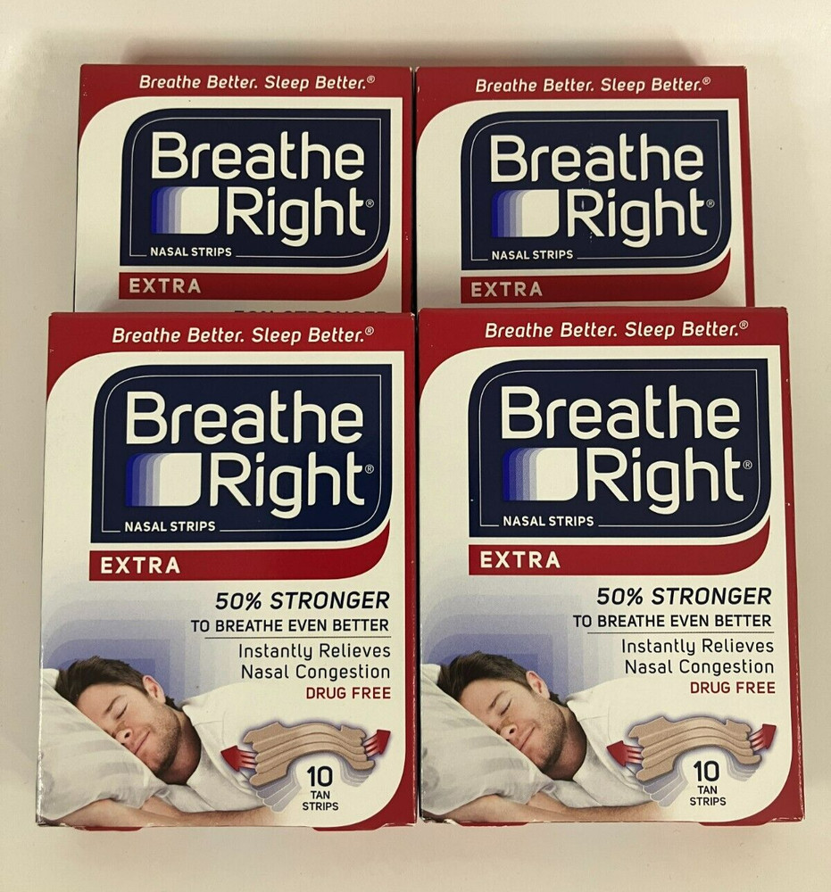 4 Extra Breathe Right Tan Nasal Strips, 10 count each