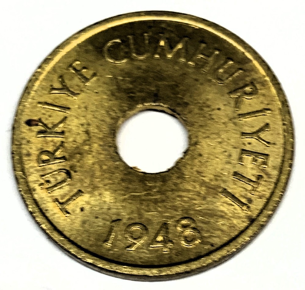 # C4275   TURKEY    COIN,     ONE  KURUS    1948