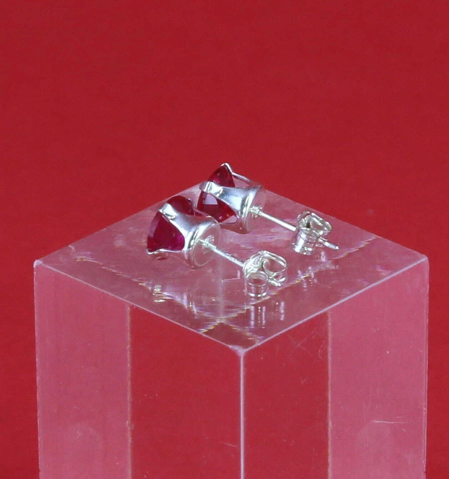 Solid .925 Sterling Silver Round Shaped Stud Earrings Cubic Zirconia