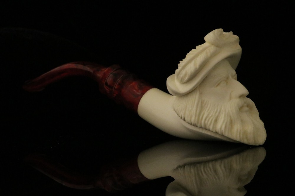 srv - Pirate Block Meerschaum Pipe with fitted case M2560
