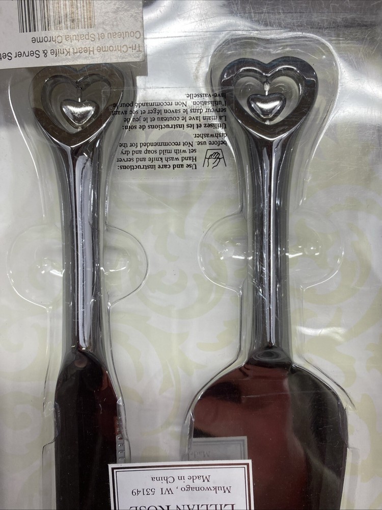 Tri Chrome Heart Knife & Server Set Lillian Rose Wedding Set Cake Knife & Server