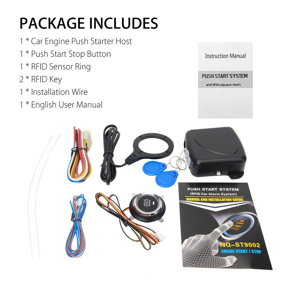Car Ignition Switch 12V RFID Engine Start Push Button Keyless Entry Starter Kit