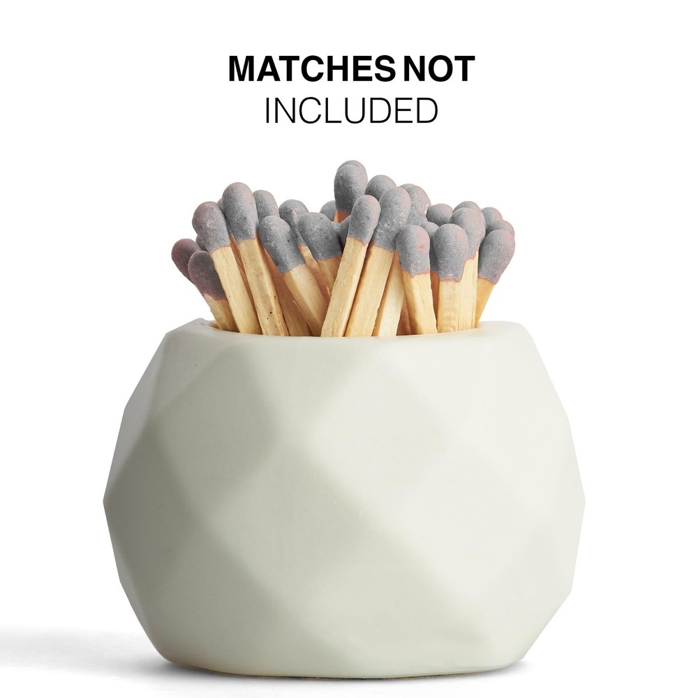 Classic White Ceramic Match Holder Striker Pads Decorative Matches in a Jar