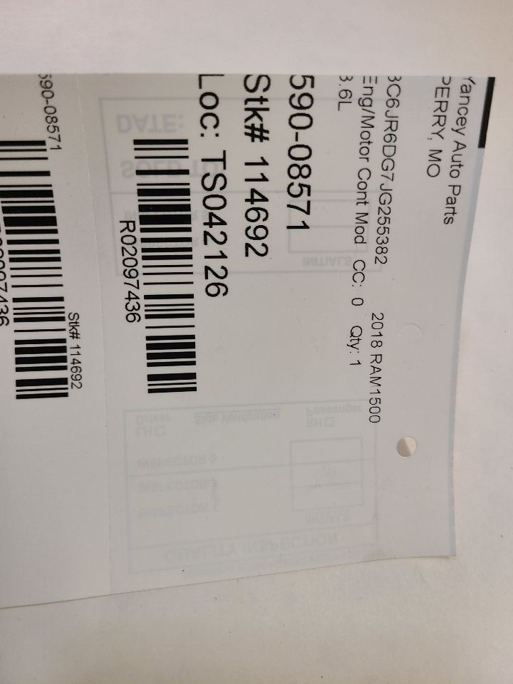 2016 - 2020 Dodge 1500 Pickup Engine ECM Electronic Control Module 3.6L