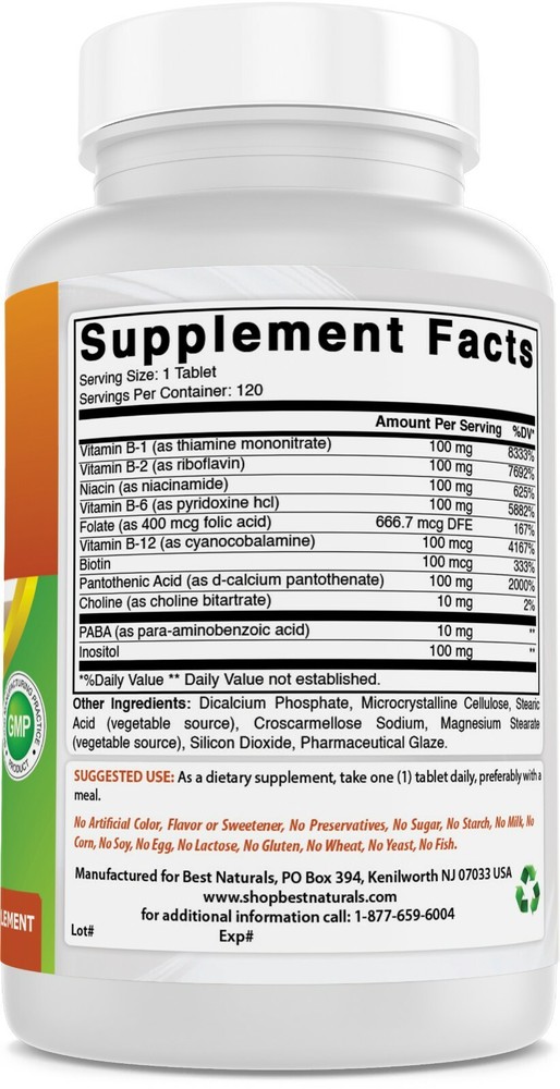 Best Naturals B-100 Complex Tablets, 120 Count