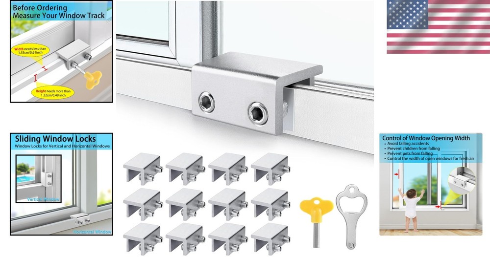12 Pack Sliding Window Locks with Key – Safety & Security Solution