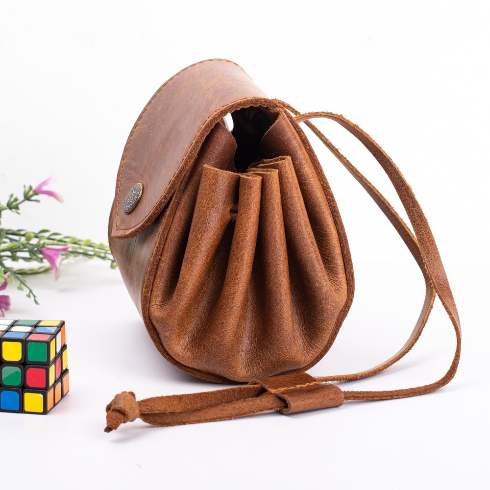 Leather Dice Bag with leather strap, D&D Storage & Gift