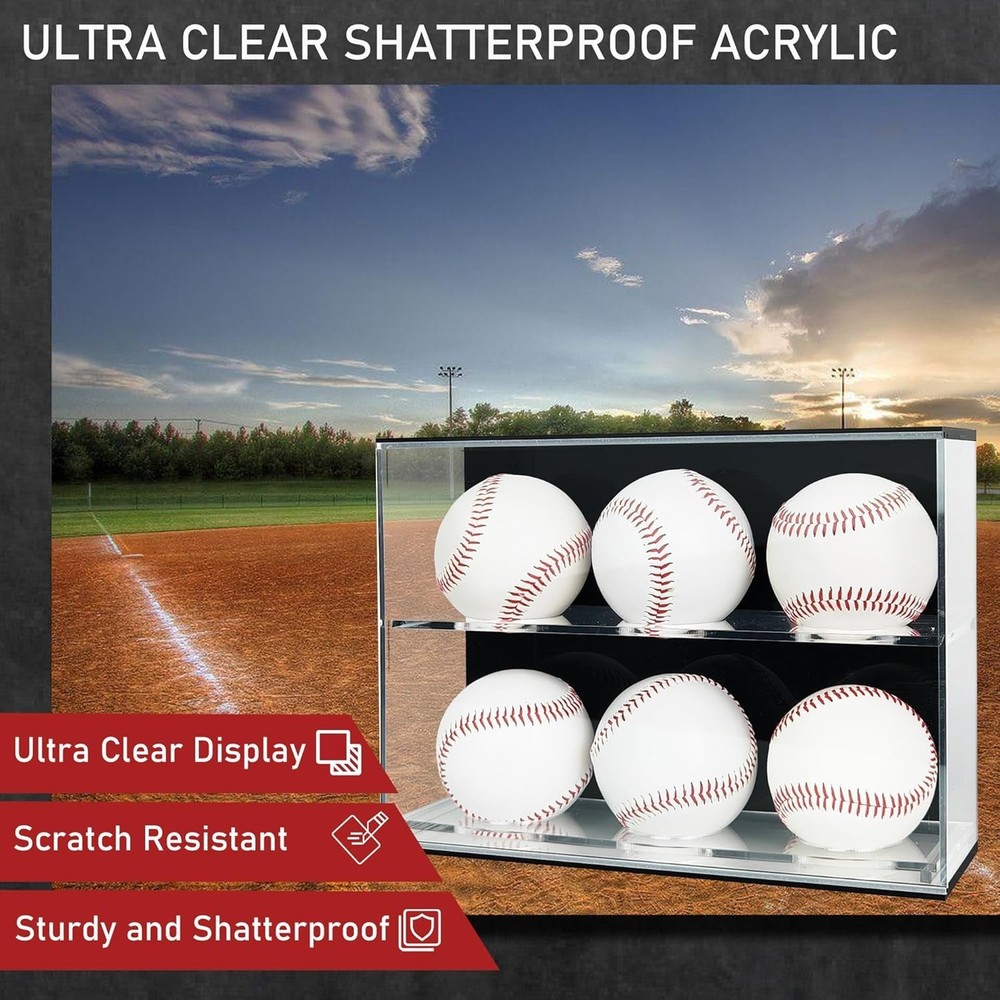 Acrylic Baseball Display Case - Wall Holder, Clear Ring Display Case, Dual Fu...