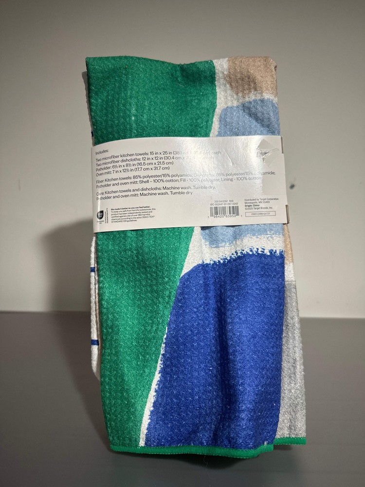 Room Essentials 6-Piece Kitchen Set – Microfiber Towels, Dishcloths, Oven Mitt &