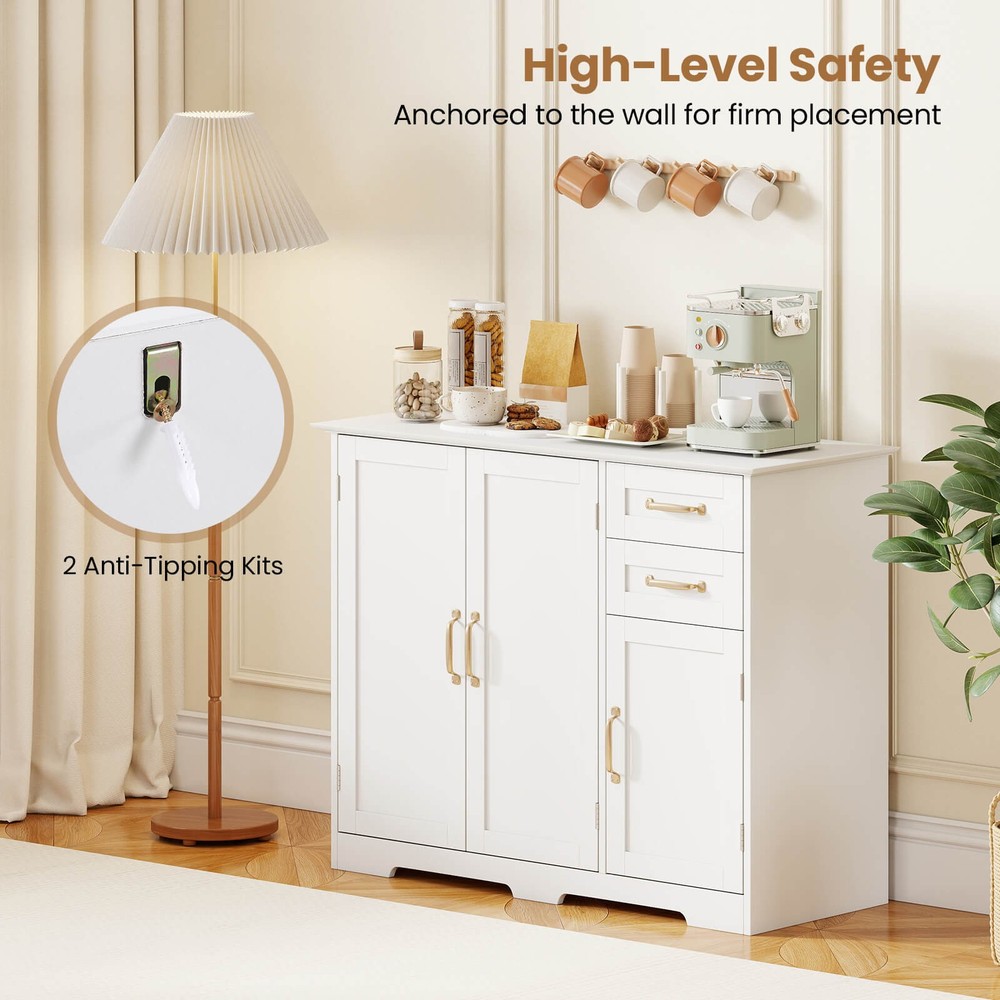 40" Sideboard Buffet Cabinet Modern Kitchen Storage Organizer with 2 Drawers