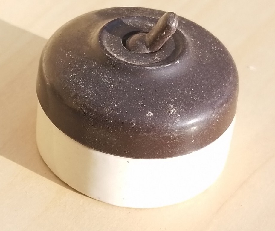 Vintage Old Antique Bakelite Ceramic Olde Lighting Light Switch