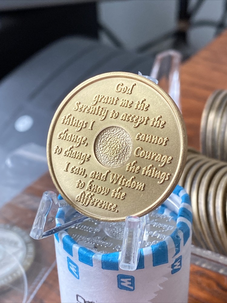 35 Year AA Medallion Blue Gold Plated Sobriety Chip