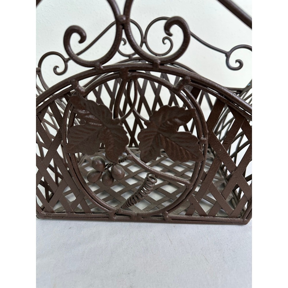 Cast Iron Decorative Basket Plant Holder Lattice Scroll Handle Rustic Planter