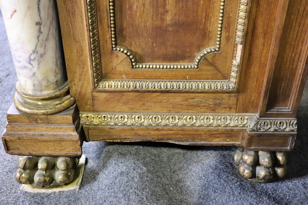 Fantastic French Bronze Mounted Marble Column Marble Top Sideboard