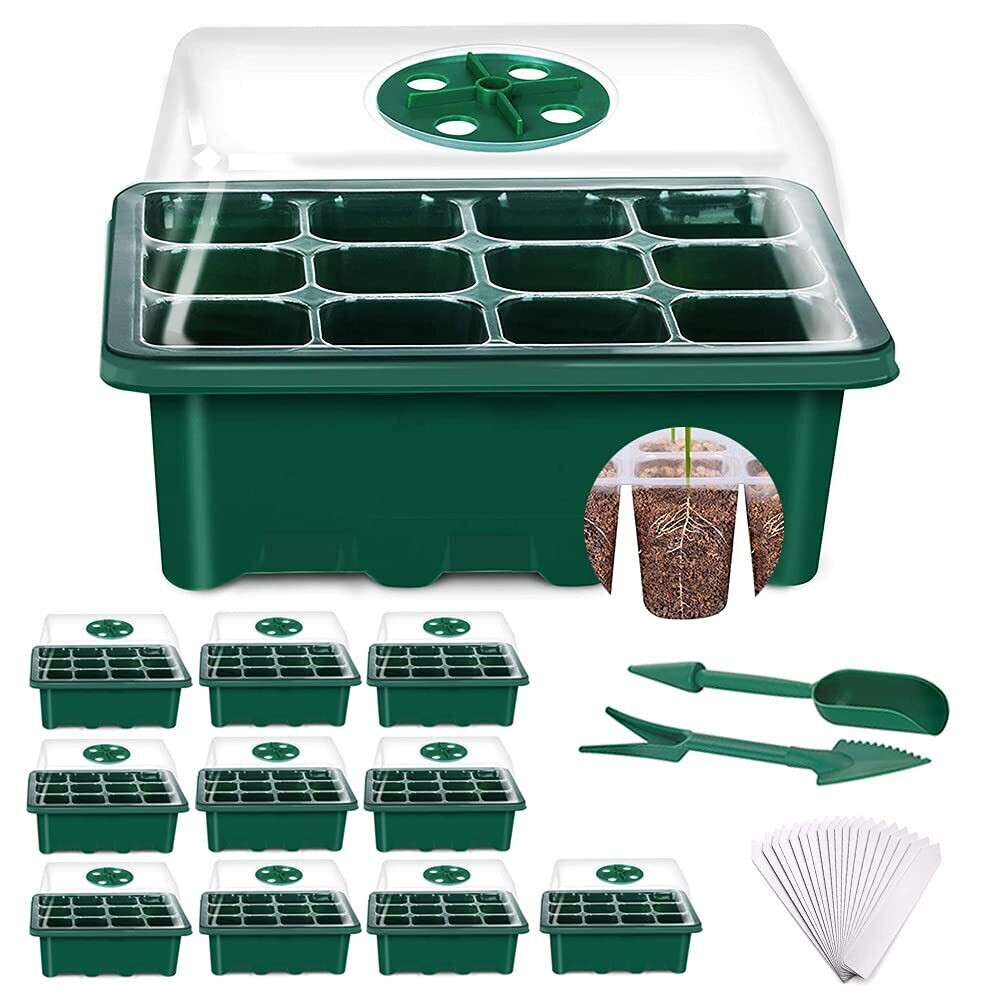 5 10 Pack Seed Starter Tray Seedling Tray Humidity Adjustable Plant Starter Kit