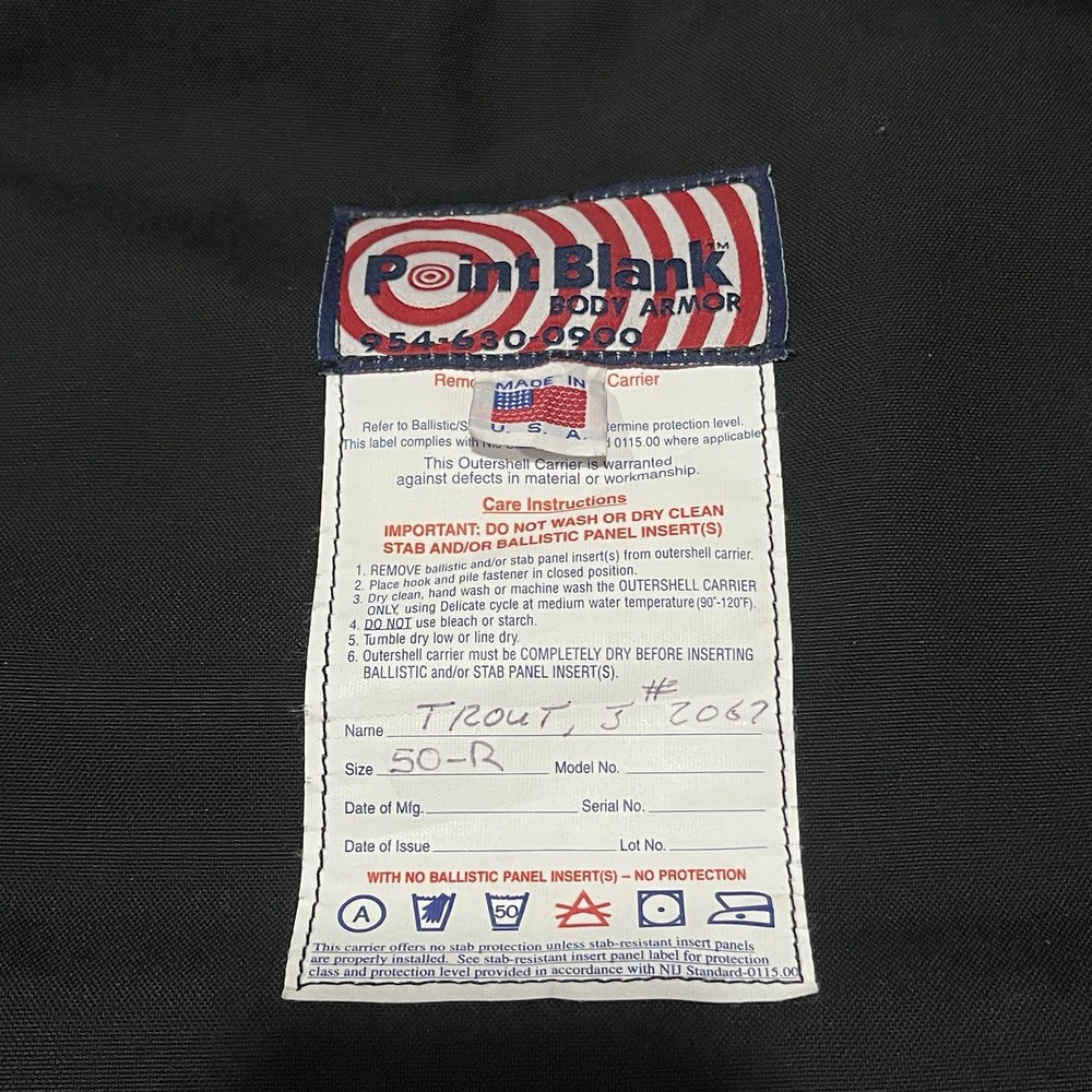 Point Blank Removable Outer Shell Carrier Tactical Vest With Inserts Black Large