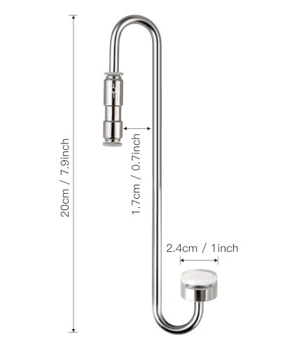 Stainless Steel CO2 Diffuser Atomizer with Check Valve for Rimless Aquariums