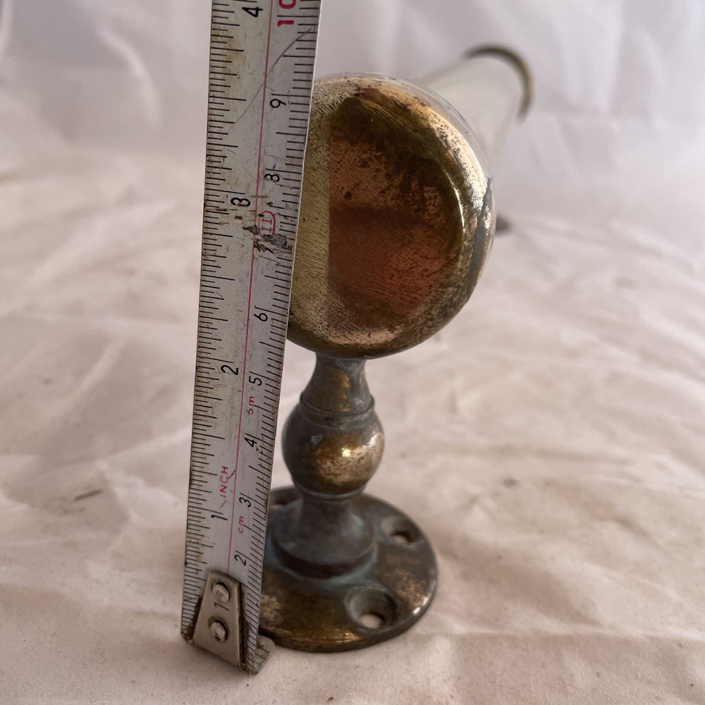 large vintage brass pull door handle. Solid. Reclaimed English.