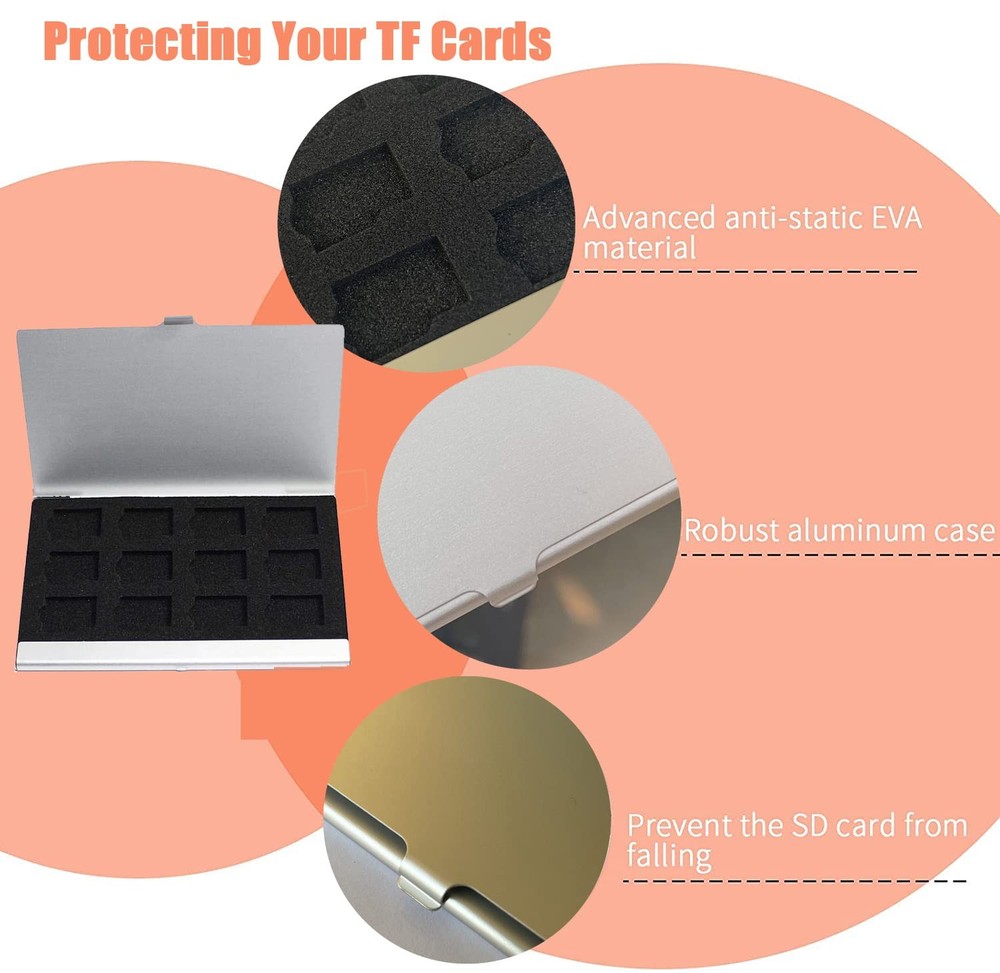 Aluminum Waterproof Memory Card Case - Ultrathin Mini Rustproof Protector for...