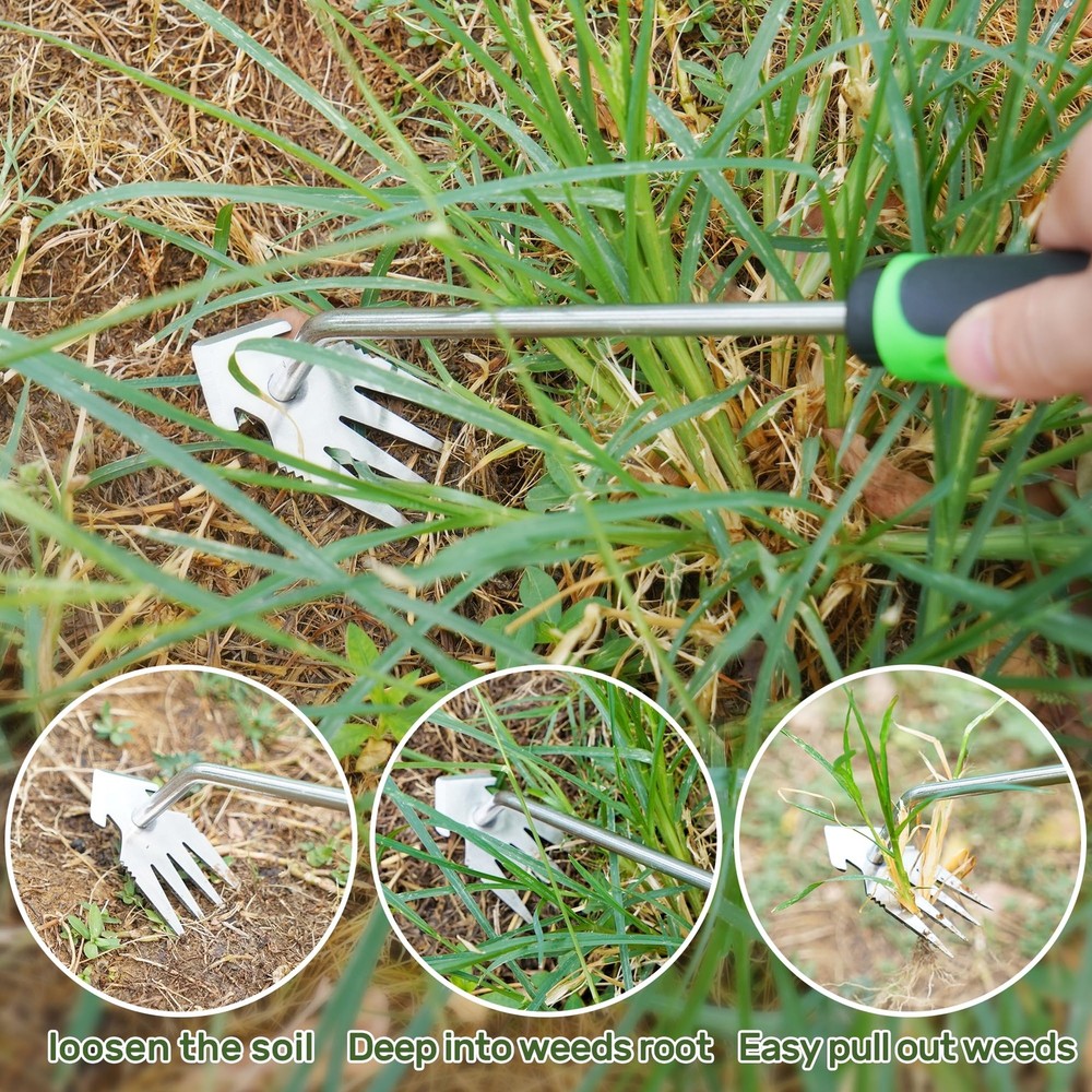 Weed Puller Tool, 4 Pack Stainless Steel Weed Remover Tool, Portable Weeding ...