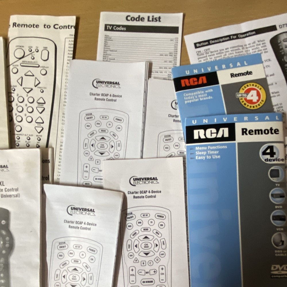 Remote Control Manuals Assorted Universal Electronics RCA