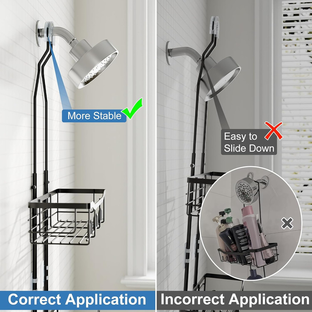 Shower Organizer Hanging Rustproof Caddy With Hooks Extended Large Storage