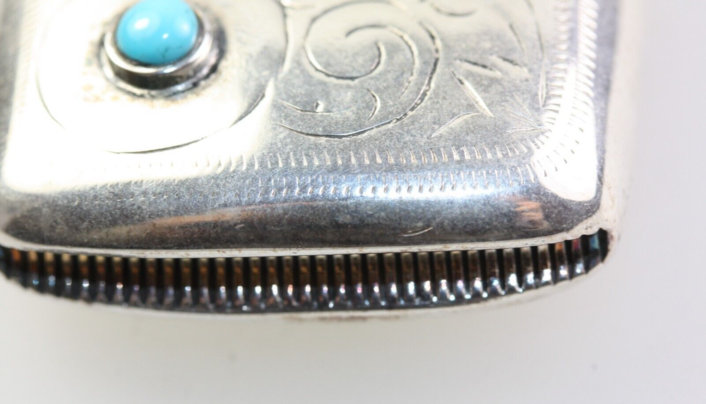 Turquoise Antique Silver Vesta Case