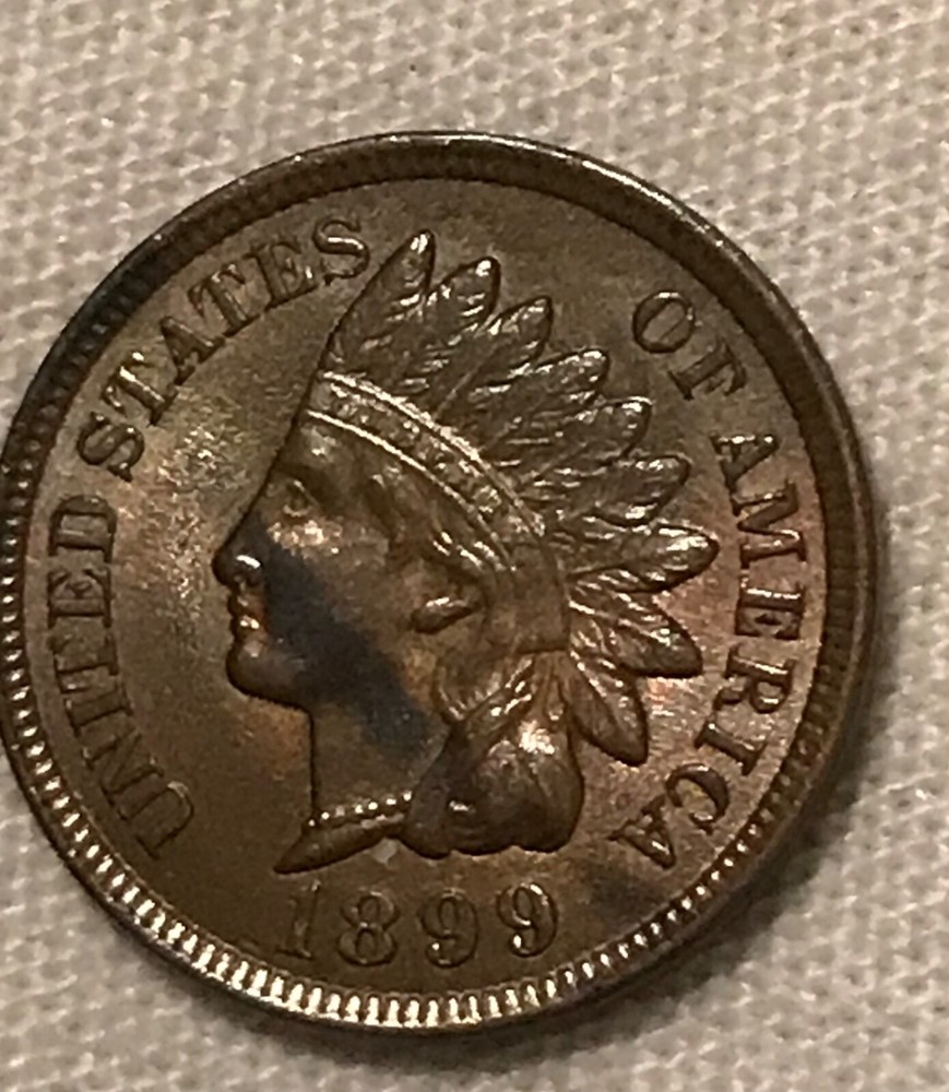 1899 Indian head cent , Lustrous Brown Uncirculated,