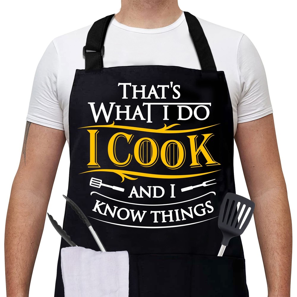 Cooking Aprons for Men One Size Funny Aprons with Three Pockets- That's What ...