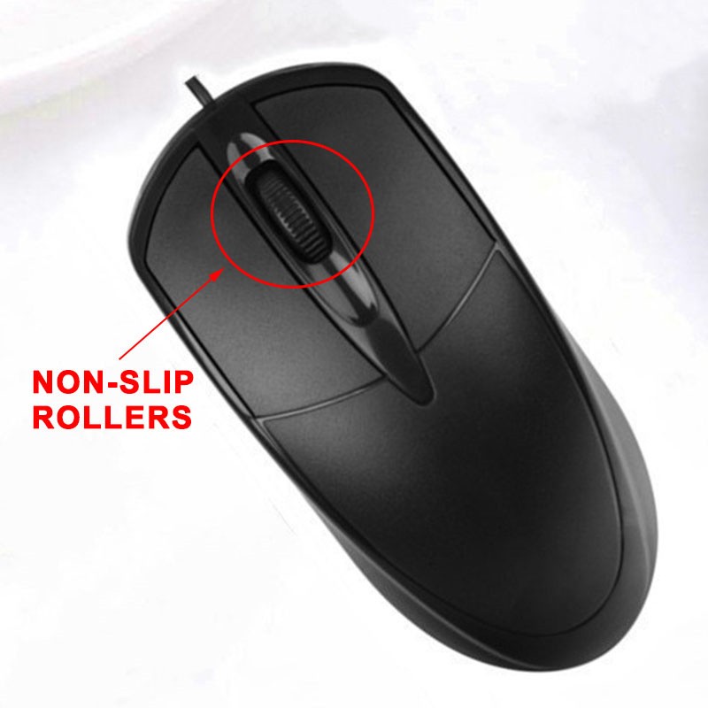 USB 2.0 Wired Scroll Wheel Black Mouse For PC Laptop Notebook Desktop