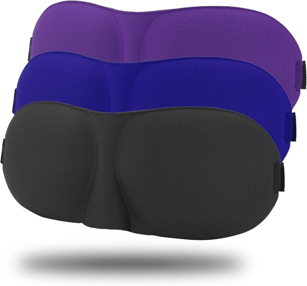 3D Sleep Mask Set of 3 for Side Sleeper Light Blocking Adjustable Eye Cover