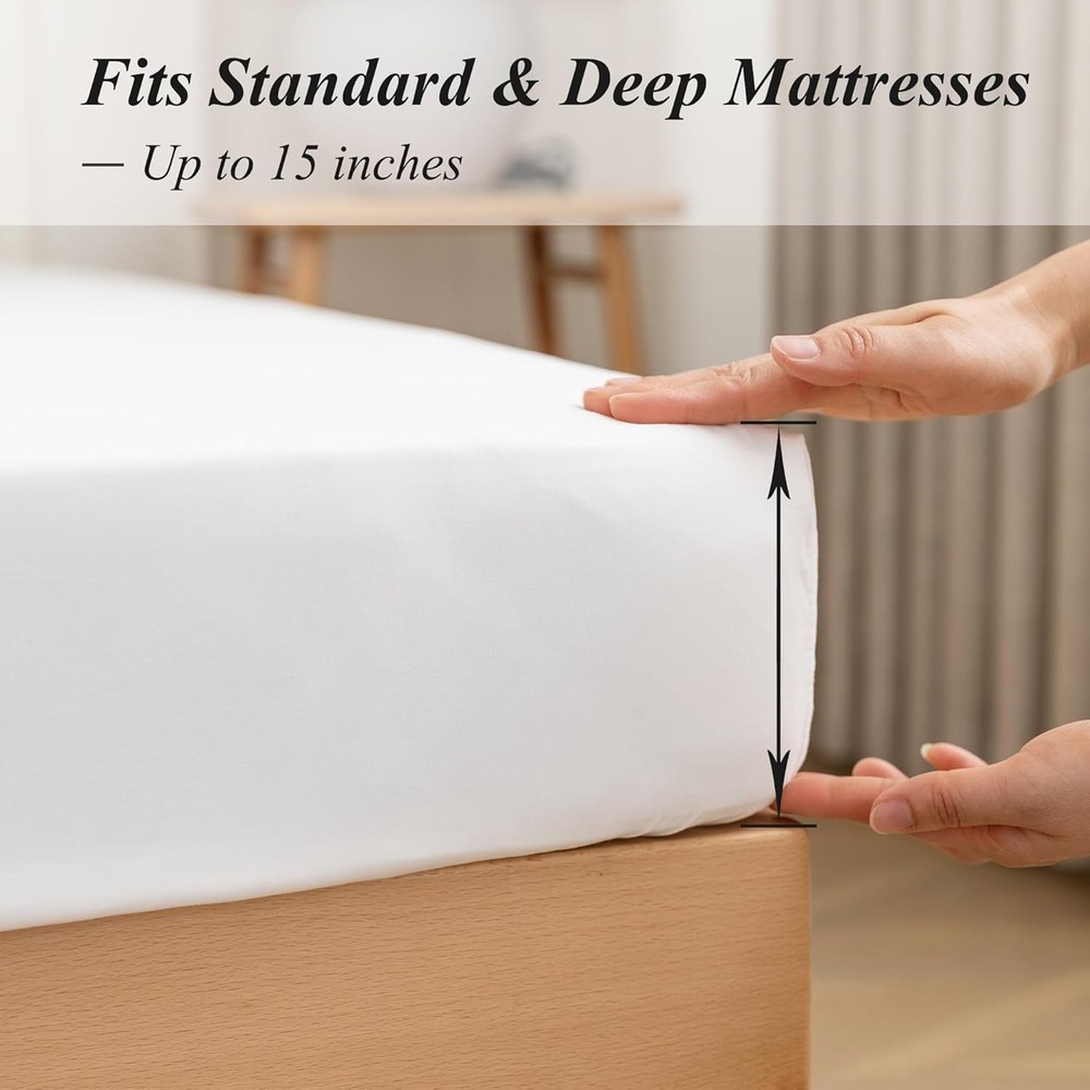 Machine Washable Full Fitted Sheet - Durable Microfiber, 15 Inch Deep Pocket