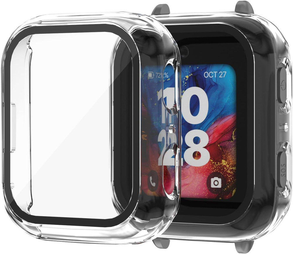 Compatible with Bark Watch Screen Protector, 2 Pack Bumper Case with Scratch-Res