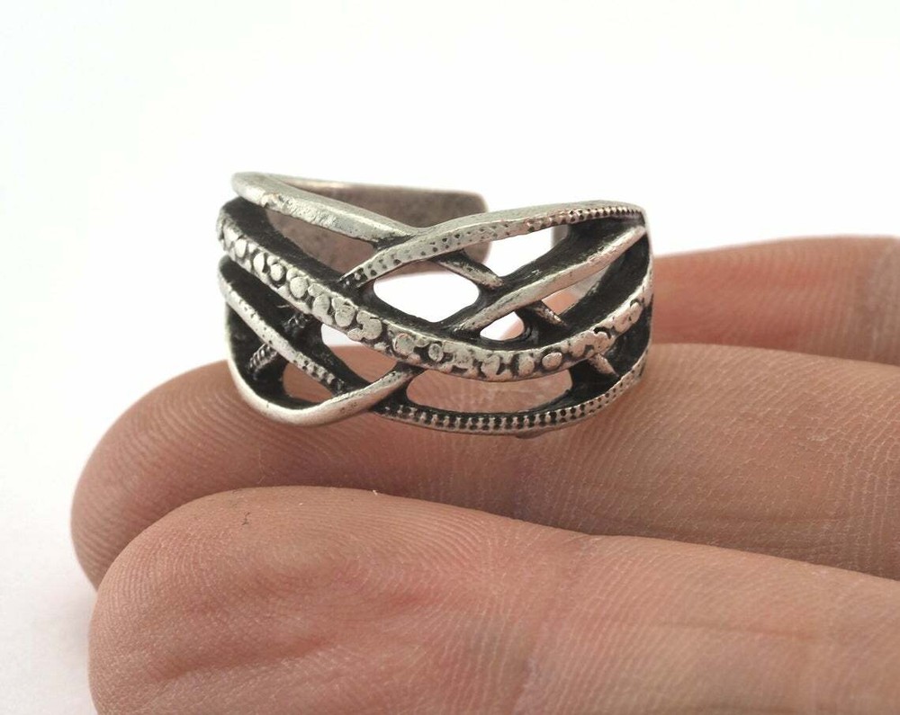 Adjustable Ring Antique Silver Plated brass 18mm 8US inner size Adjustable 3367