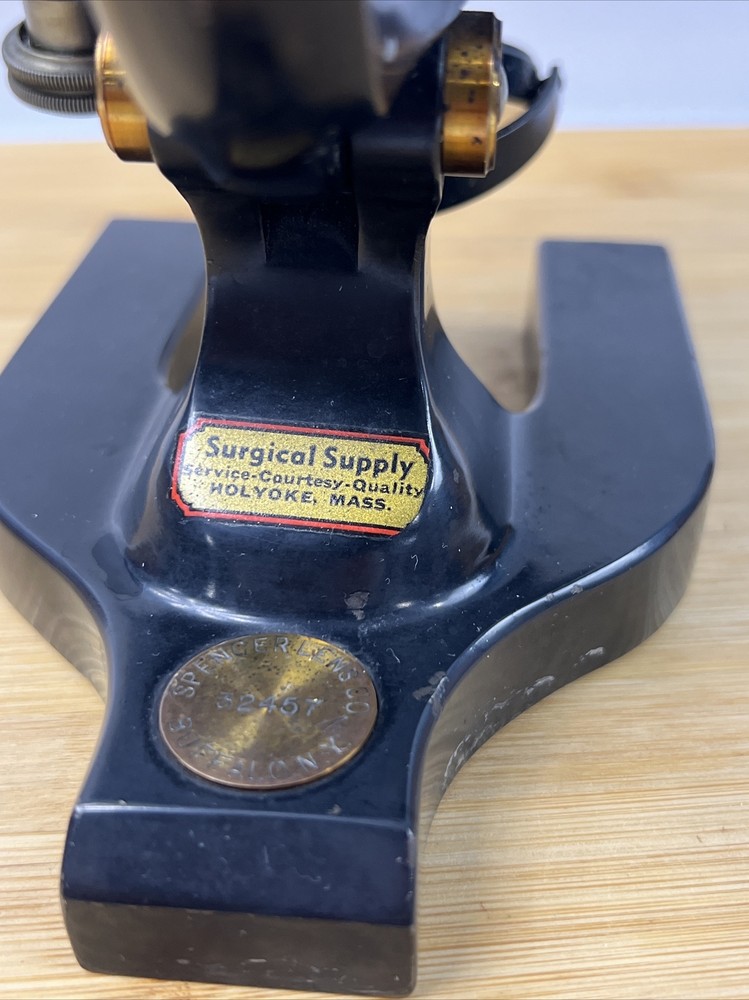 Antique Brass and Iron Microscope by SPENCER LENS CO