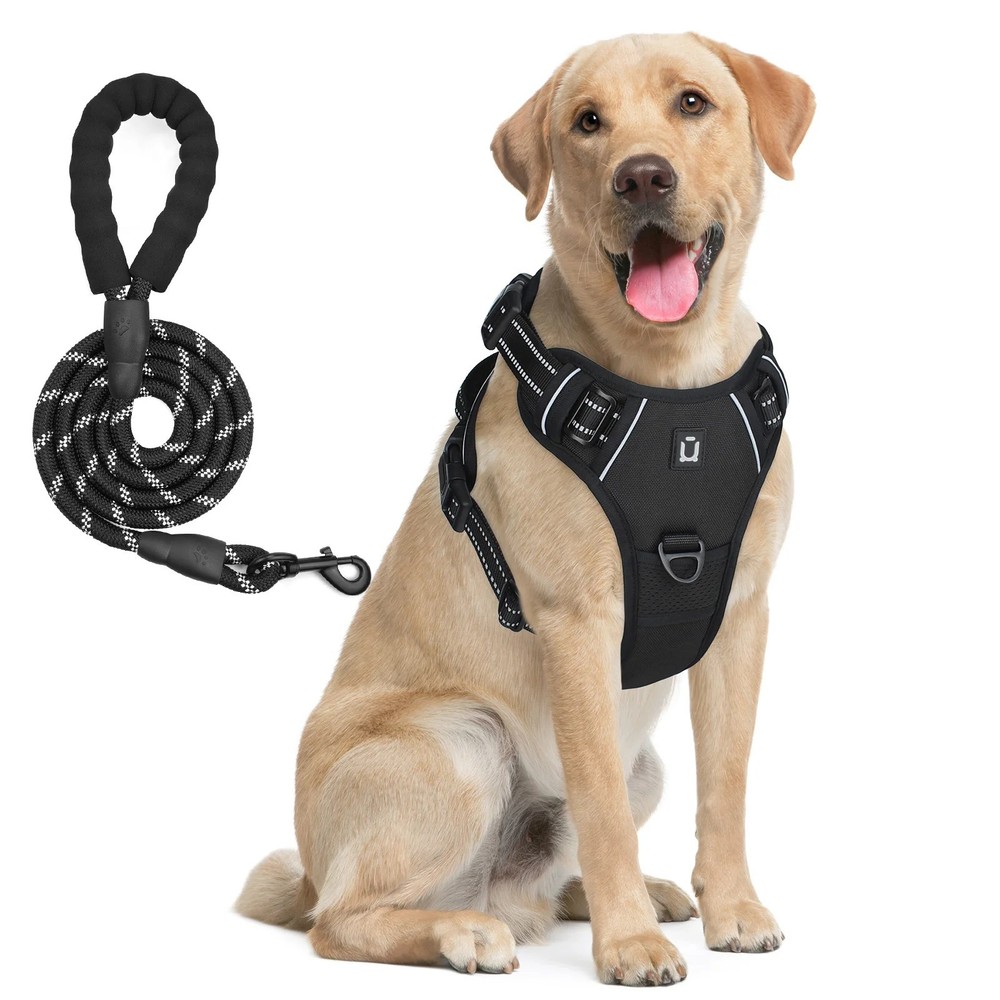 No Pull Dog Harness & Leash Set – Adjustable, Reflective, Soft Padded Comfort