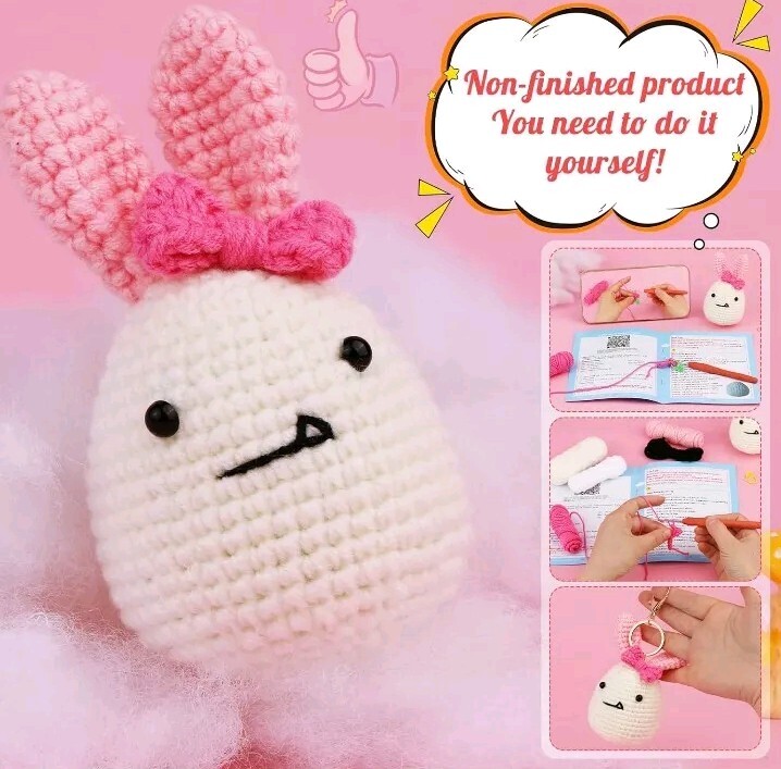 Egg With Rabbit Ears DIY Crochet Kit Easter Decoration