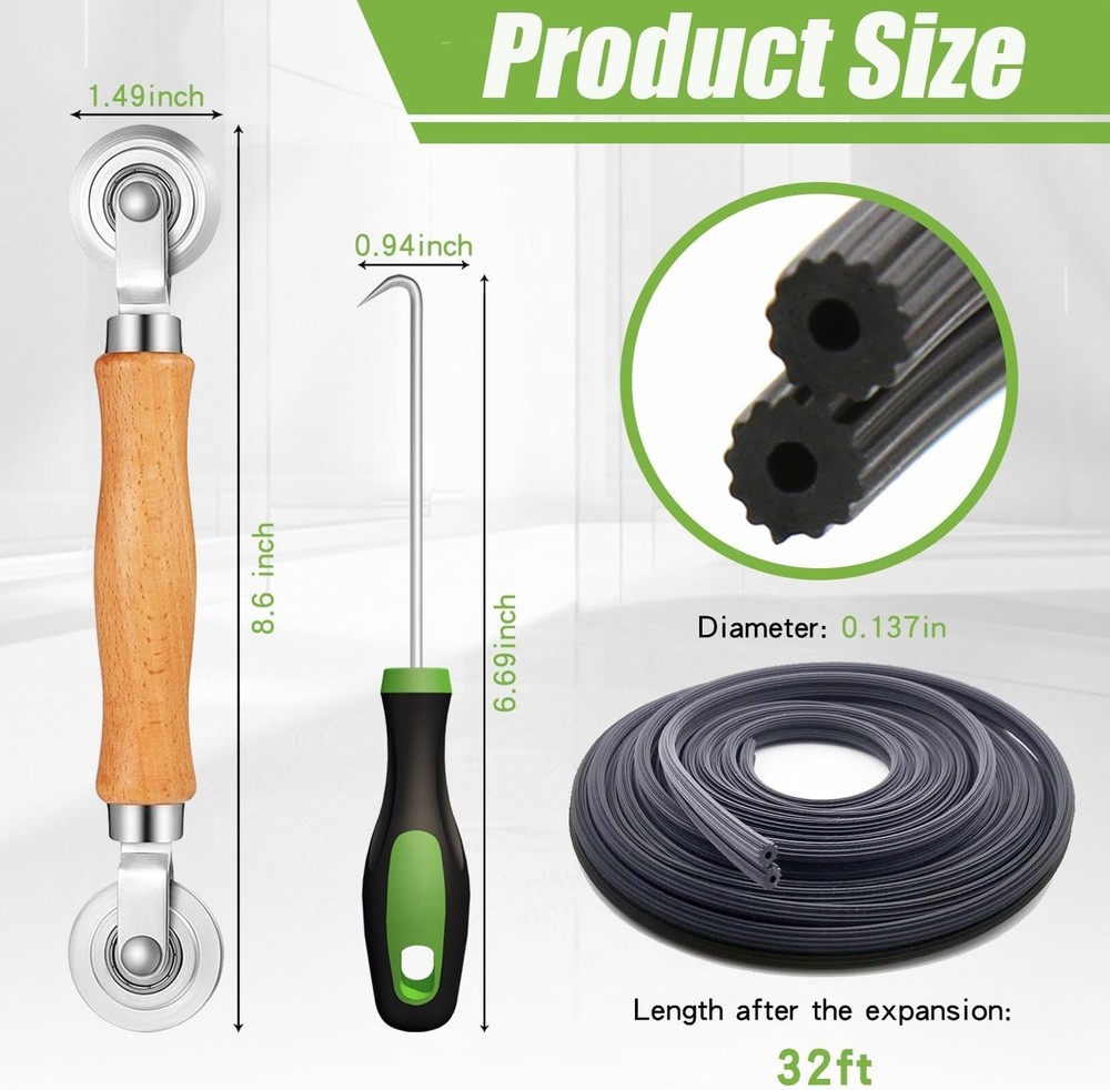 Screen Repair Kit/Tool, Screen Roller Tool, Steel Roller with Bear, 32 ft Spl...