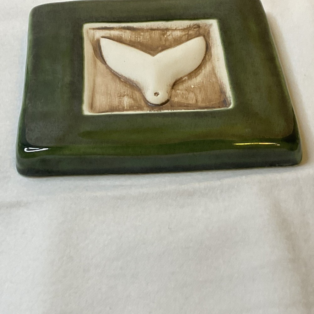Whale Tail- Pottery Square Tile - 4-3/4"
